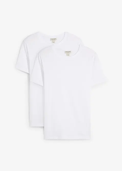T-skjorte i økologisk bomull, Slim Fit (2-pack), bonprix
