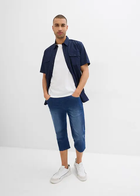 Regular Fit-3/4-pull on-jeans i lett denim med stretch, Straight, (2-pack), bonprix