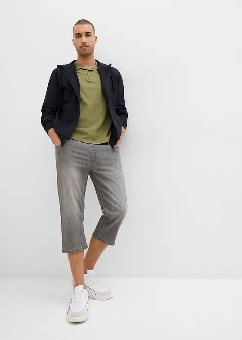 Regular Fit-3/4-pull on-jeans i lett denim med stretch, Straight, (2-pack), bonprix