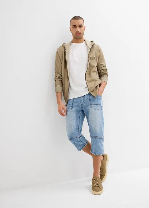 Regular Fit-3/4-jeans med stretch, Straight, bonprix