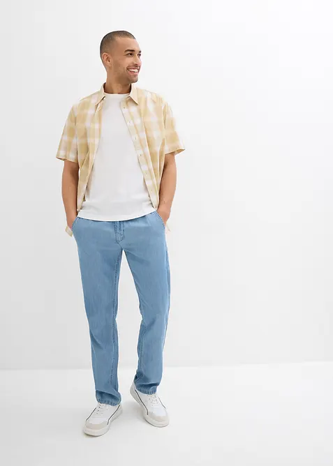 Lett Regular Fit slip on-jeans  med lin, Straight, bonprix