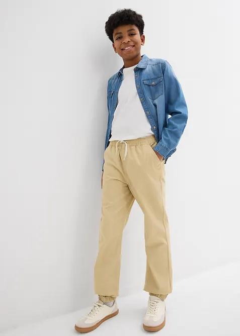 Regular Fit-pull on-bukse i 100% bomull (2-pack), bonprix