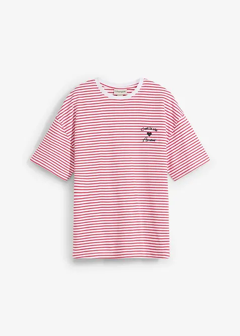 T-skjorte med stripemønster og broderi, bonprix