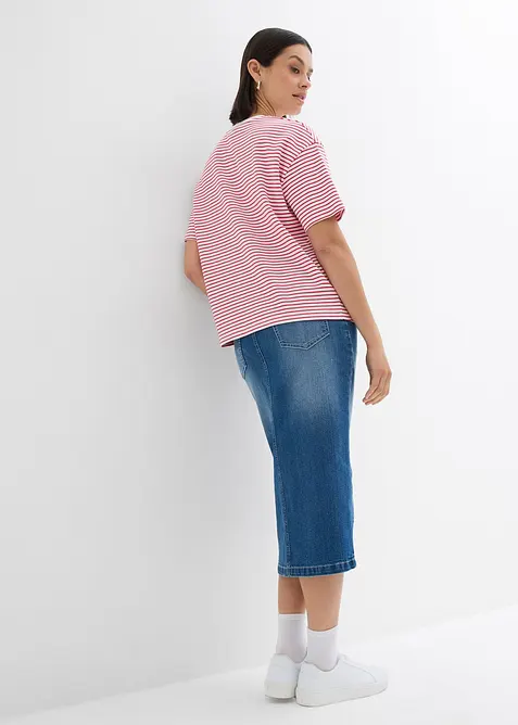 T-skjorte med stripem&oslash;nster og broderi, bonprix