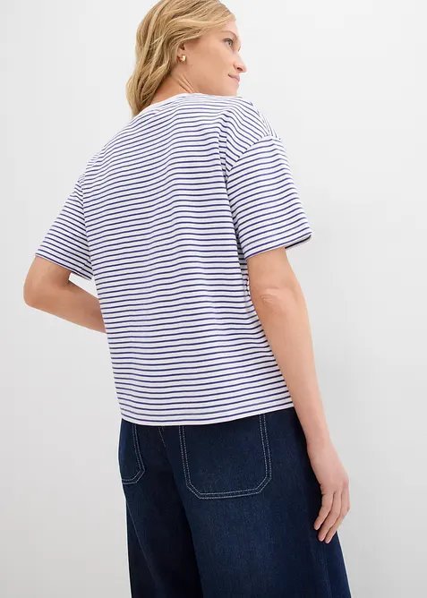 T-skjorte med stripemønster og broderi, bonprix