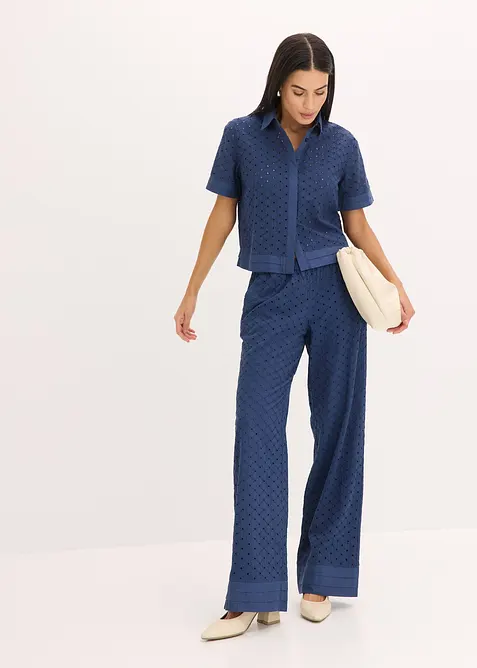 Bluse med hullbroderi, bonprix