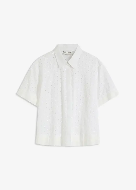 Bluse med hullbroderi, bonprix