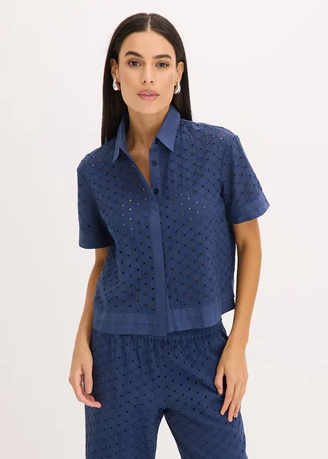 Bluse med hullbroderi, bonprix