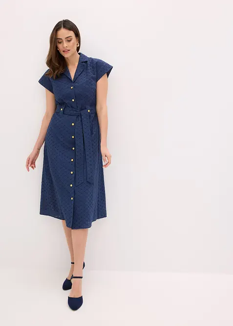 Skjortekjole i hullblonde-materiale, bonprix