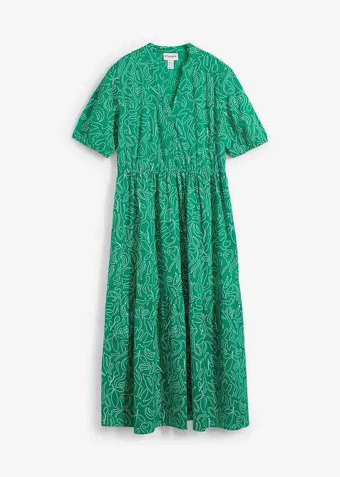 Midikjole i ren bomull og vid modell, bonprix