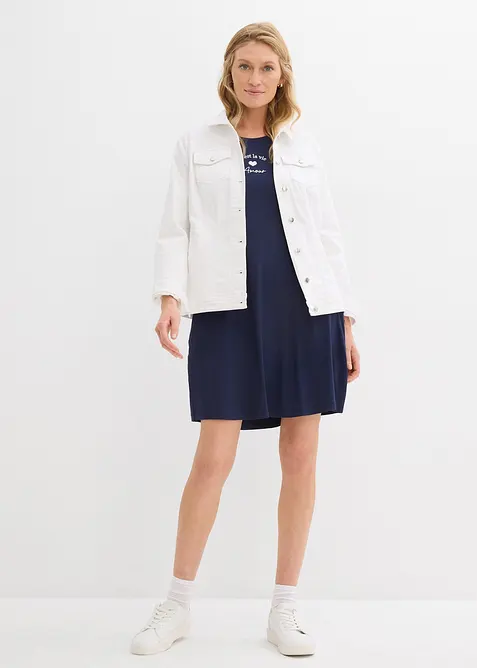Jerseykjole med broderi i viskose-/ elastanmiks, bonprix