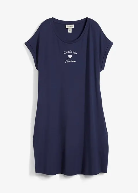 Jerseykjole med broderi i viskose-/ elastanmiks, bonprix