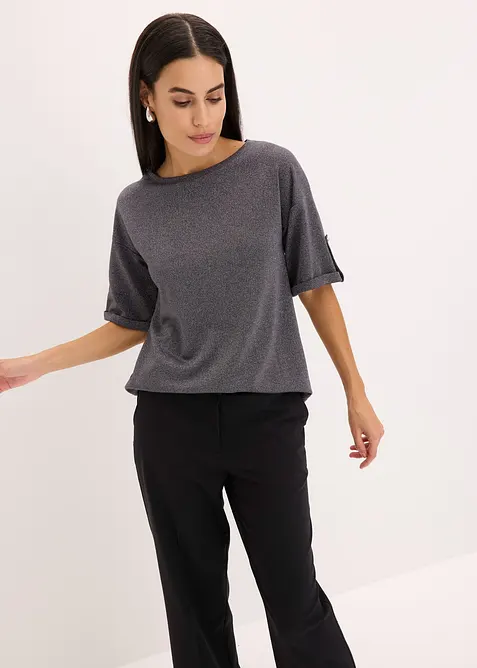 Topp i viskose med glitter og folieprint, bonprix