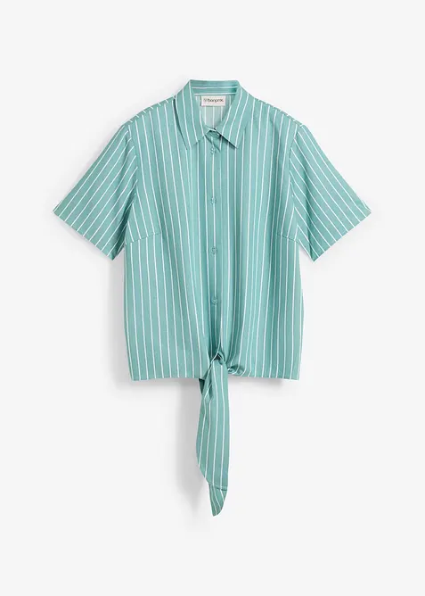 Kortermet bluse med knute-detalj og stripemønster, bonprix