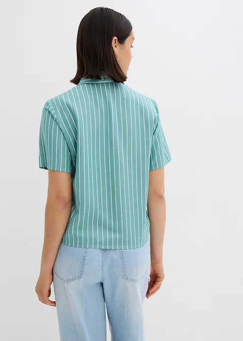 Kortermet bluse med knute-detalj og stripemønster, bonprix