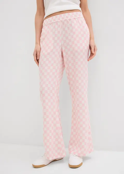 Rutete vid bukse av fint fallende viskose, bonprix