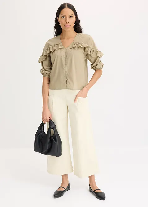 Bluse i lett materiale med volanger, bonprix