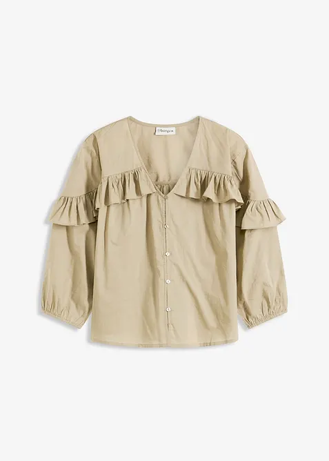 Bluse i lett materiale med volanger, bonprix