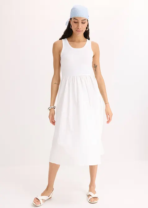 Trikotkjole i materialmiks, bonprix