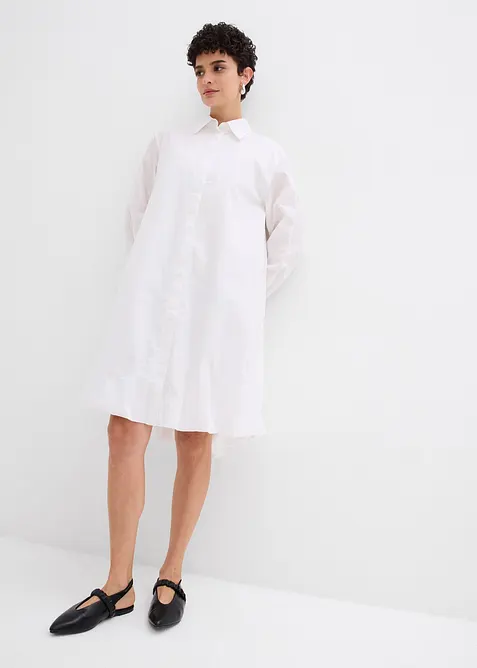 Skjortekjole i 100% bomull med boblekant, bonprix