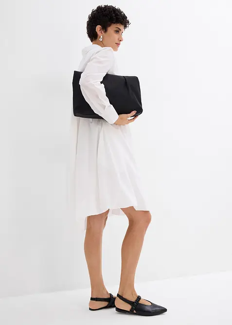 Skjortekjole i 100% bomull med boblekant, bonprix