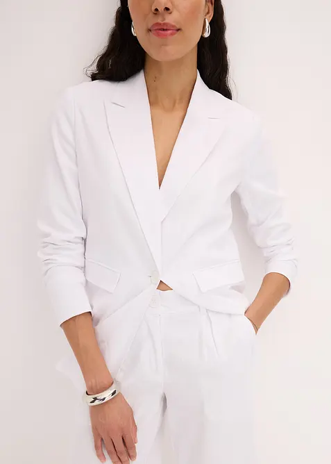 Bermudashorts i luftig linmiks med vide ben, bonprix