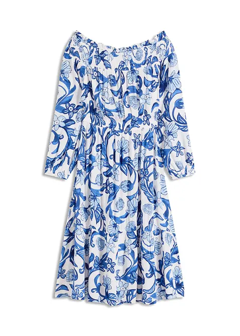 Kjole i strukturert viskose med singoalla-utringning, bonprix