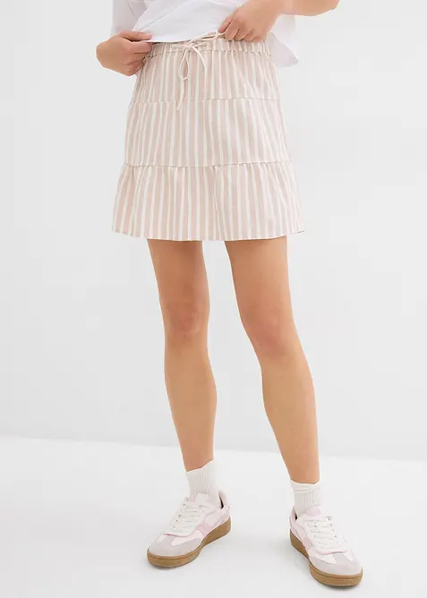 Volangskjørt i luftig linmiks, bonprix