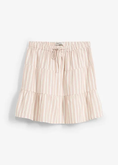 Volangskjørt i luftig linmiks, bonprix