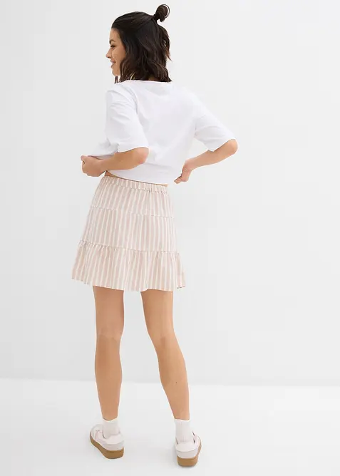 Volangskjørt i luftig linmiks, bonprix