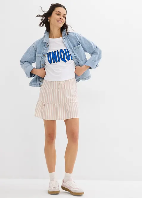 Volangskjørt i luftig linmiks, bonprix