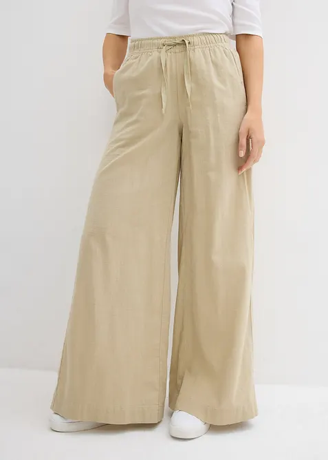 Bukse i 100% bomull med vide ben, bonprix