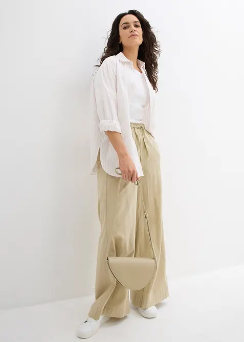 Bukse i 100% bomull med vide ben, bonprix