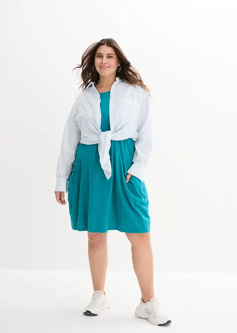 Trikotkjole i bomull med lommer, bonprix