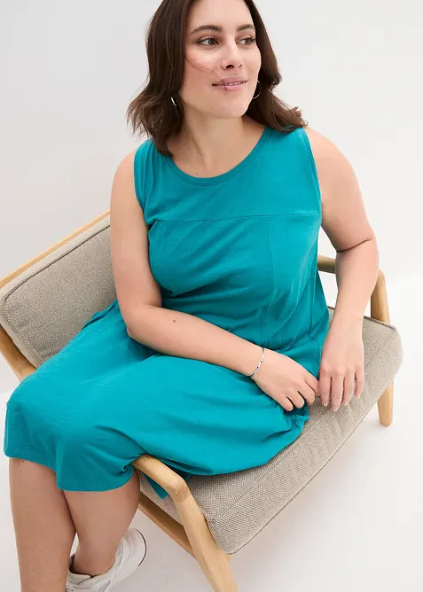 Trikotkjole i bomull med lommer, bonprix