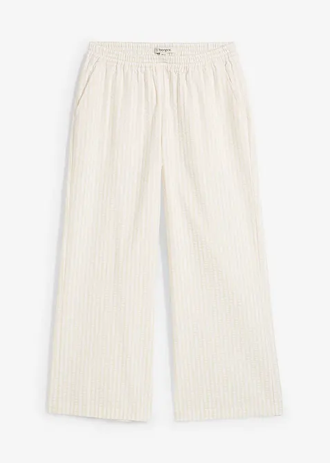 7/8-lang bukse i kreppmateriale med vide ben, bonprix
