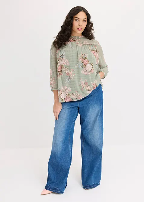 Tunika i m&oslash;nstret chiffon, bonprix