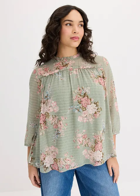 Tunika i m&oslash;nstret chiffon, bonprix