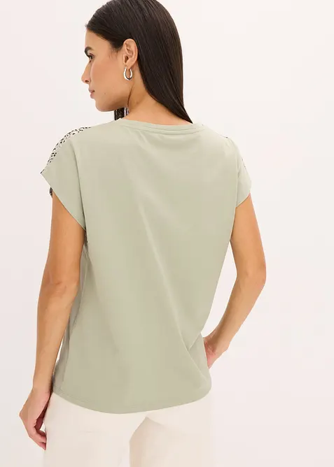 Topp med vevd innfelling og glitterstener, bonprix