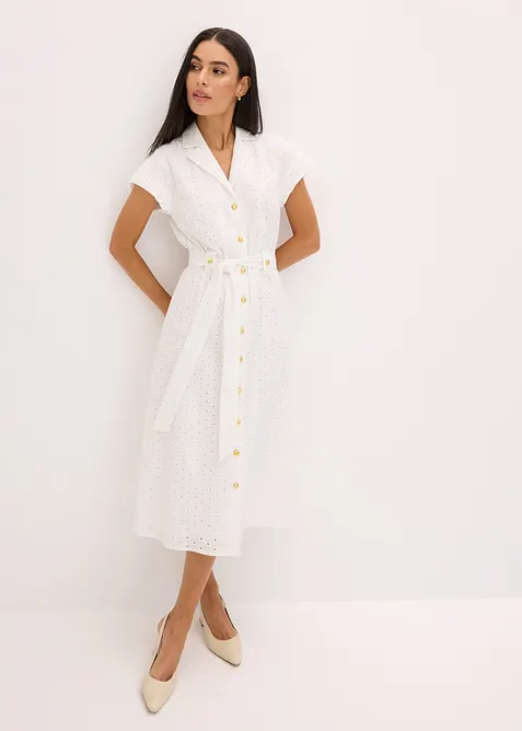 Skjortekjole i hullblonde-materiale, bonprix