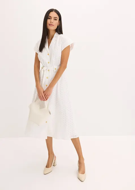 Skjortekjole i hullblonde-materiale, bonprix