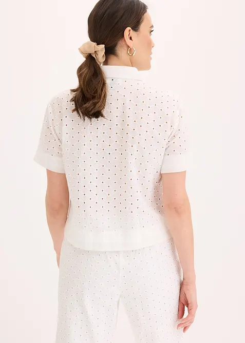 Bluse med hullbroderi, bonprix