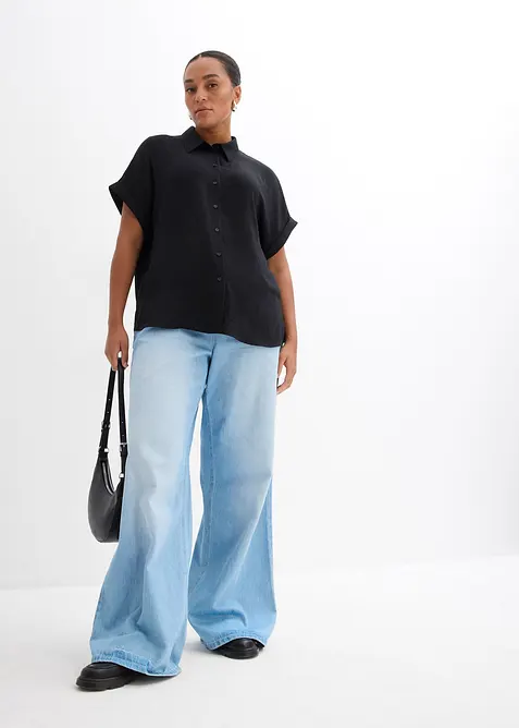 Oversized bluse i krepp med fin struktur, bonprix