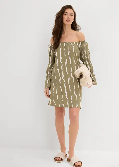 Kjole i lett viskose med singoalla-utringning, bonprix