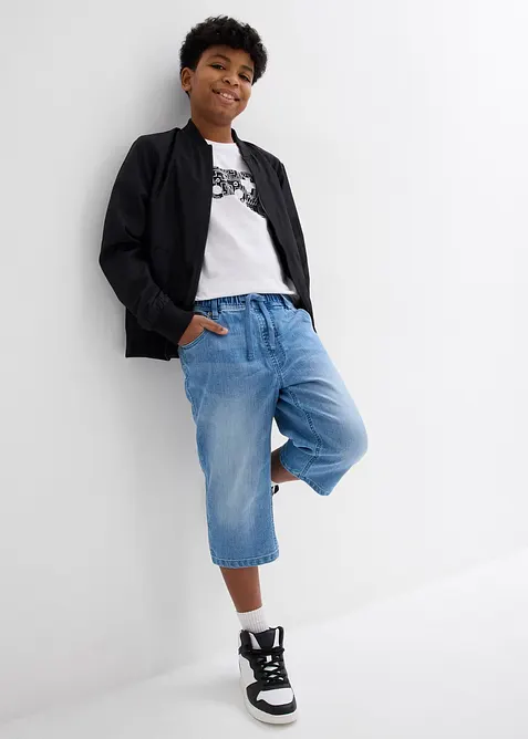 Slip on-jeansbermuda for barn, Slim Fit, bonprix