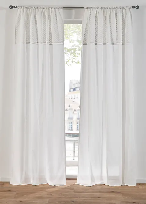 Gardin i økologisk bomull med broderi (1-pack), bonprix