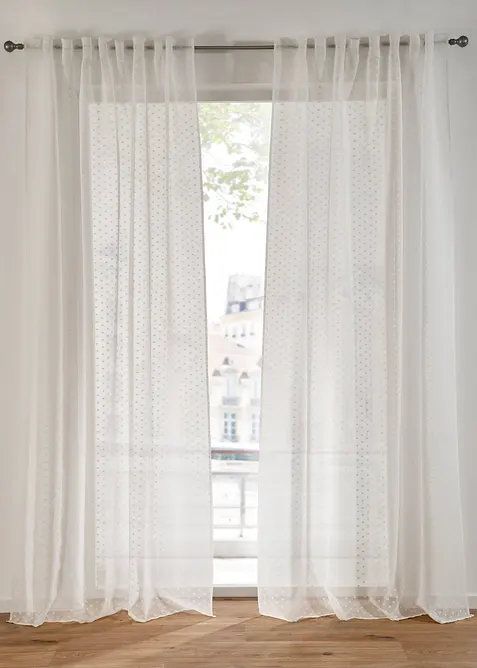 Gardin med jacquard-prikkem&oslash;nster (1-pack), bonprix