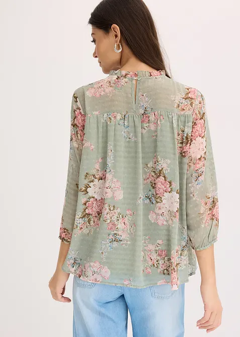 Tunika i m&oslash;nstret chiffon, bonprix