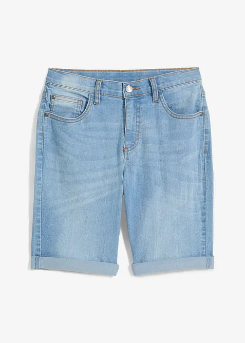 Bermudashorts i denim med stretch og regulerbar linning, Slim Fit, bonprix