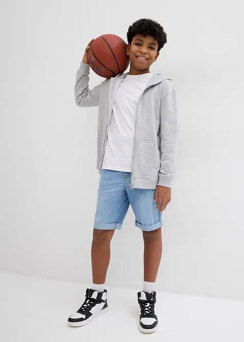 Bermudashorts i denim med stretch og regulerbar linning, Slim Fit, bonprix